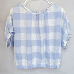 Madewell light blue plaid linen top, medium, NWT